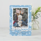 Let it Snow Snowflake Holiday Card with Photo Feestdagenkaart (Staand voorkant)