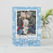 Let it Snow Snowflake Holiday Card with Photo Feestdagenkaart (Staand voorkant)