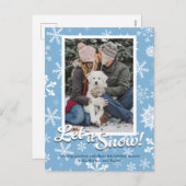 Let it Snow Snowflake Holiday Card with Photo Feestdagenkaart (Voorkant / Achterkant)