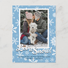 Let it Snow Snowflake Holiday Card with Photo Feestdagenkaart