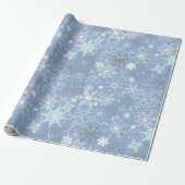 Let it Snow - Snowflakes on Cerulean Blue Cadeaupapier (Uitgerold)