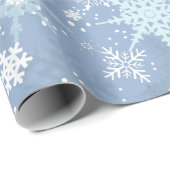 Let it Snow - Snowflakes on Cerulean Blue Cadeaupapier (Rol Hoek)
