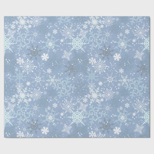 Let it Snow - Snowflakes on Cerulean Blue Cadeaupapier (Zoom)