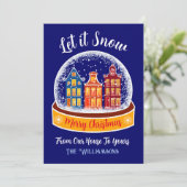 Let it Snow Snowglobe Amsterdam Christmas Village Feestdagenkaart (Staand voorkant)