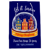 Let it Snow Snowglobe Amsterdam Christmas Village Medium Cadeauzakje (Voorkant)