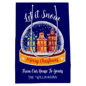 Let it Snow Snowglobe Amsterdam Christmas Village Medium Cadeauzakje (Achterkant)
