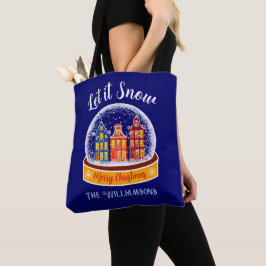 Let it Snow Snowglobe Amsterdam Christmas Village Tote Bag