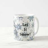 Let It Snow Snowman Blue Snowflakes Christmas Koffiemok (Voorkant rechts)