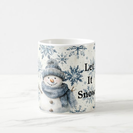 Let It Snow Snowman Blue Snowflakes Christmas Koffiemok (Center)