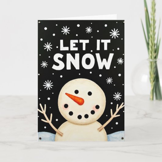 Let It Snow Snowman Card Kaart (Voorkant)