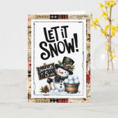 Let It Snow Snowman Christmas Kaart (Gele Bloem)