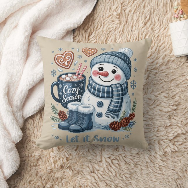 Let it Snow Snowman Throw Pillow Kussen (Deken)