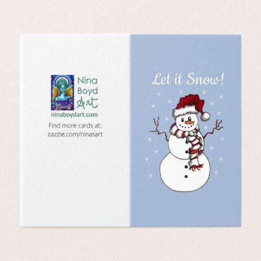 "Let it Snow" Snowman wenskaart *set van 25 Kaart (Buitenkant ongevouwen)