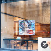 Let It Snow Snowman Window Cling Raamsticker (Cafe Raam)