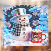 Let It Snow Snowman Window Cling Raamsticker (Vel 2)