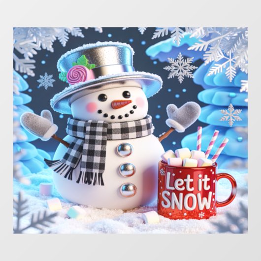 Let It Snow Snowman Window Cling Raamsticker (Vel)