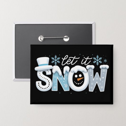 Let It Snow Snowman Winter Snowflakes Season Button (Voorkant / Achterkant)