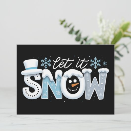 Let It Snow Snowman Winter Snowflakes Season Feestdagenkaart (Staand voorkant)