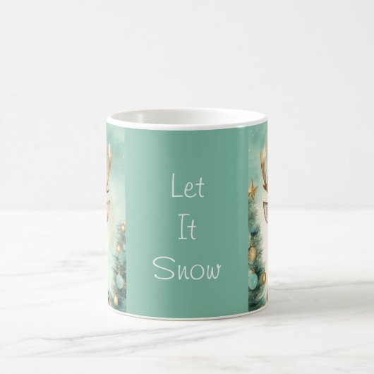 "Let It Snow" Turquoise & Gold Cozy Christmas Koffiemok (Center)