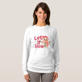 Let It Snow Women’s – Faux Embroidery Snowman T-shirt (Voorkant volledig)