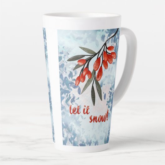 Let It Snowberries – Whimsical Winter Card Latte Mok (Rechterhoek)