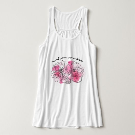 let je eigen baarmoeder met rust (roze bloemen) tanktop (Design voorkant)