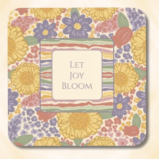 Let Joy Bloom Coaster Set – Editable Text Bier Onderzetter