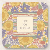 Let Joy Bloom Coaster Set – Editable Text Bier Onderzetter (Voorkant)