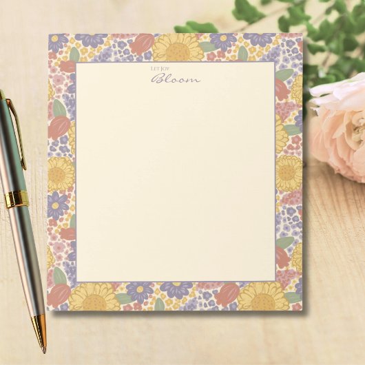 Let Joy Bloom –Floral Notepad with Joyful Message Notitieblok