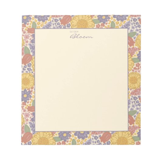 Let Joy Bloom –Floral Notepad with Joyful Message Notitieblok (Voorkant)