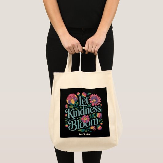 Let Kindness Bloom Be Kind Rainbow Flowers Inspire Tote Bag (Voorkant (product))