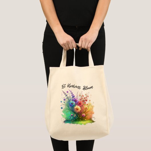 Let Kindness Bloom Floral Tote Bag (Voorkant (product))