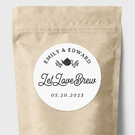 Let Love Brew Wedding Tea Favor Ronde Sticker