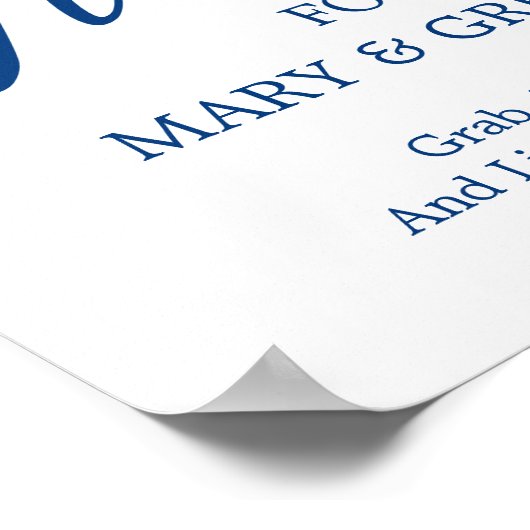 Let Love Glow Wedding Sign Navy Blue Calligraphy Poster (Hoek)