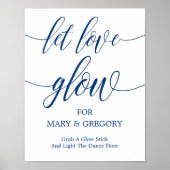 Let Love Glow Wedding Sign Navy Blue Calligraphy Poster (Voorkant)