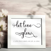 "Let love glow" Zwart Wit Trouwbord