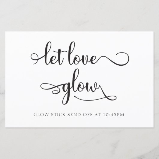 "Let love glow" Zwart Wit Trouwbord (Voorkant)