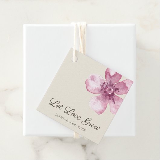 Let Love Grow Elegant Pink Cherry Blossom Wedding Bedankjes Labels (In situ)