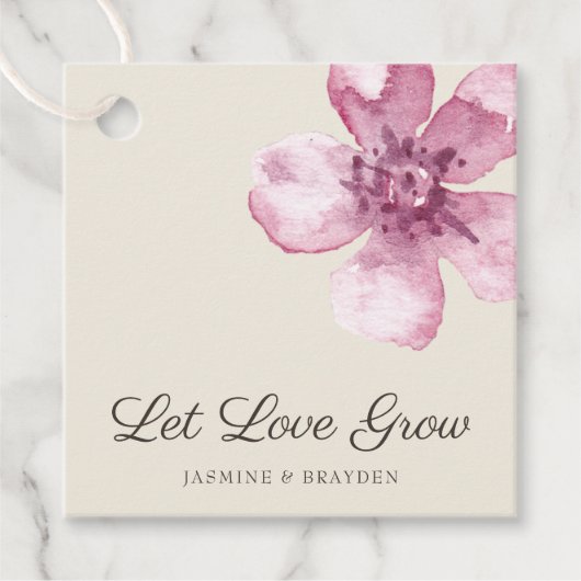 Let Love Grow Elegant Pink Cherry Blossom Wedding Bedankjes Labels (Voorkant)