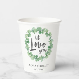 Let Love Grow Eucalyptus Wreath Wedding Sage green Papieren Bekers