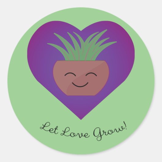 Let Love Grow Fern Ronde Sticker (Voorkant)