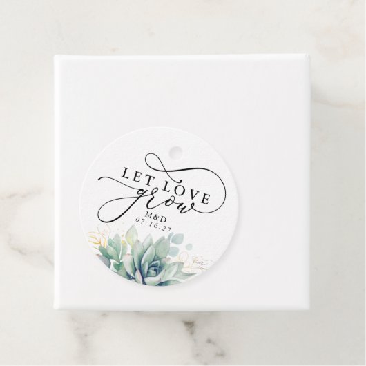 Let Love Grow Gold Greenery Elegant Wedding Bedankjes Labels (In situ)