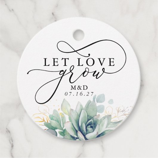 Let Love Grow Gold Greenery Elegant Wedding Bedankjes Labels (Voorkant)