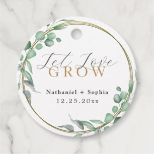Let Love Grow Gold Greenery Elegant Wedding Favor Bedankjes Labels