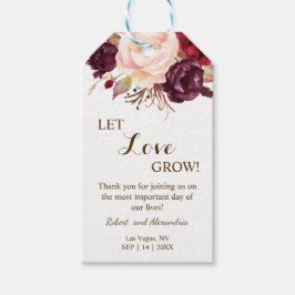 Let Love Grow Marsala Flowers Weddenschap Favor Cadeaulabel