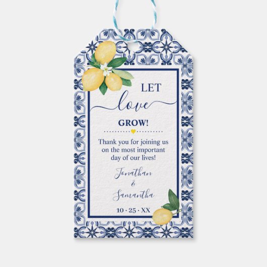 Let Love Grow Mediterranean Lemons Shower Favor Cadeaulabel (Voorkant)