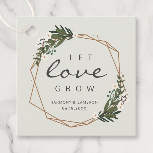Let Love Grow Modern Geometric Gold Lijst Wedding Bedankjes Labels (Voorkant)