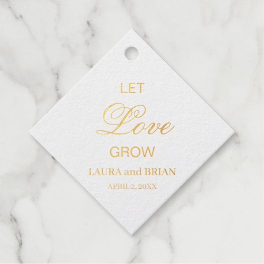 Let Love Grow Modern Wedding Gold Bedankjes Labels (Voorkant)