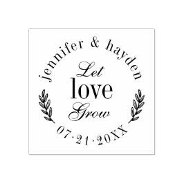 Let Love Grow | Moderne ronde bruiloft gunst Rubberstempel