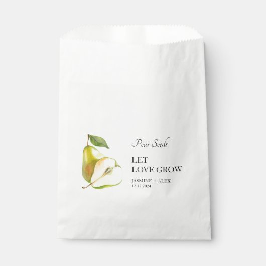 Let Love Grow | Pear Seed Bruiloft Favor Bag Bedankzakje (Voorkant)